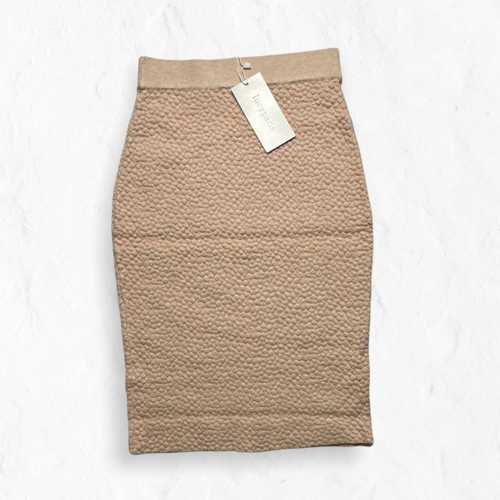Lucy Paris Pale Pink Textured Knit Pencil Skirt L
